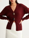 Women's V-Neck Button Knitted Knitted