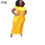 Women Letter Printed African Dress For Women 2023 Summer Short Sleeve O-Neck Dress Casual Loose Maxi Long Dresses