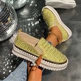 Version Of Students Casual Board Shoe Pine Cake One Foot Pedal Four Seasons Water Diamond Pine Cake Thick-Soled Lefu Breathable Flat Sole Single Shoes