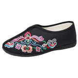 Zingj Cotton Shoes Injection Plastic Soft Sole Women Winter Clip Cotton And Velvet Embroidered Flower Cloth Shoes Casual Soft Sole Flat Sole Pregnant