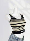 Zingj Quality Version Of U-Neck Striped Sling Vest New Summer Wear Female Short Sleeveless Waist Short Hot Girl