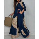 Spring And Autumn New Women's Fashion Casual Color Loose Shirt Trousers Two