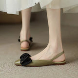 Knot Red Baotou Sandals Female Summer New Square Head Temperament Low Heel Single Shoes Female After Empty Shoes Niche Flat