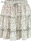 Chiffon Shorts Skirt Women Fashion Korean High Waist Floral Print A-LINE Mini Skirt