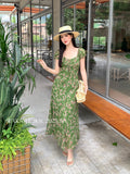 Xixi 2025 Summer New Temperament High-Waisted Dress With Joint Dress Print Pure Desire Vacation Dress Women