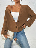Women's Sweater V-Neck Cardigan Autumn And Winter Solid Knitted Shirt Casual Knitted