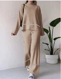Zingj 2023 New Solid Color Casual Top Loose And Comfortable Design Sense Micro La Trousers Suit Women-Outfit