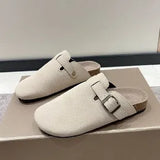 Thick-Bottomed Bag Head Half Slippers Women Wearing Spring And Summer Lazy Cork Flat Bottom Casual Cold