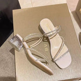Wearing Cold Slippers Women's Summer Wear 2025 New Water Drill Fairy Crystal Coarse Sandals Net Red High