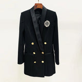 Star New Coat Dress Fashion Double-Dbutled Buckle Of The Verted-Faced Green Fruit Collar Long-Term Suit