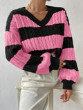 And Winter New Sweater Fashion Retro Stripe Knitted Shirt Languid Loose