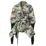 New Camouflage Personality Splicing Knitted Cuffs Waist Personality Tailoring Cotton Coat