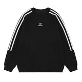 Embroidered Logo Striped Sleeve SweatshirtOutfit