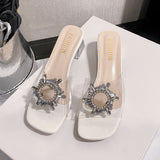 And Cool Drag 2025 Summer New Large-Size Cool Slippers Women's Water Drill Transparent Korean Version Of Fashion Slope And Cold