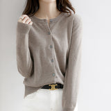 Zingj Autumn Long-Sleeved Sweater Pure Color Simple Temperament Cardigan On The Clothes With Women's Sweater Small Coat-Outfit
