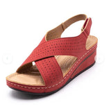 Women's Summer 2025 New Slope And Car Sewing Breathable Magic Sticker Hollow Mother Shoes Women's