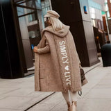 Sweater Cardigan Long Letter Knitted Loose Knit Coat Woman In Autumn/Winter