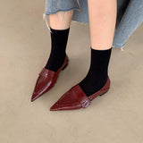 Spring And Autumn New Sharp Head Flat Single Shoes Two-Pin Flat With The British Academy Wind Casual Leather Shoes