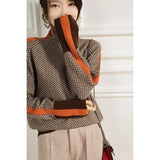 And Winter Design Feeling Lazy Loose Colliding Sleeve Full Imitation Wool High-Neck Knitting Sweater Women Autumn And
