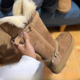 Boots Fur One Snow Boots Women's 2025 New Thick Bottom Women's High-Heeled Winter Thick Cotton