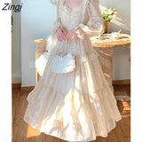 Vintage Fairy Dress Women Sweet Ruffles High Waist Elegant Princess Dress Female 2022 Summer Casual Classy Party Dress