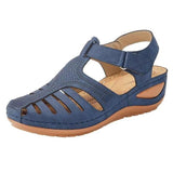 Summer New Large-Size Hole Shoe Bag Head Retro Sandals Magic Sticker Hollow Slope And Round Head Women's