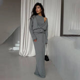 Sweater Vest Three-Piece Set Of Women With Open Shirt Out-To-Shoulder Vest And Long Half-Dress Multi-Colored