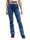 Fashion Many Pocket Slim Slim Blue Jeans-Outfit