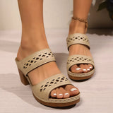 Summer New Large-Size Women's Sandals Retro Slope And Slippers Large-Size Hollow Slope And Cool Slippers