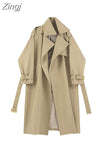 Style Loose Oversized Women's Trench Coat Double-Breasted Belted Lady Cloak Windbreaker Spring Fall Outerwear