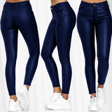 Women's High-Waisted Solid Leather Slacks Small-Legged Trousers Trousers Trousers Women's Casual