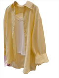 Lazy Goose Yellow Linen Sunscreen Shirt Women 2025 Summer New Korean Version Of Loose Cotton