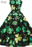 Sexy Spaghetti Strap Summer Dress Women Green Floral Print High Waist Slim Elegant Vintage A-Line Midi Dress