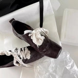 Literary And Art Square Head Small Leather Shoes 2025 New High-End Thick Front Lace Wearing Temperament Single Shoes