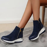 Leisure Short Boots Autumn And Winter New Round Head Side Zipper Thick Bottom High Help Ms. Short