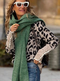 And Winter New Leopard Sweater Lace Splicing Round Neck Long Sleeve Buckle Knitted