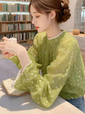 Floral Shirt Female Spring Small Wearing French Temperament Wooden Ear Tops 2025 New Beautiful