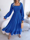 Shooting 2025 Spring And Summer Leisure Side Horn Sleeves Big Swing Lotus Leaf Side Dress Women's