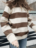 Striped Crew Neck Knit Sweater-Outfit