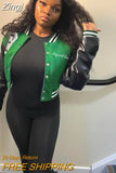 High Street Women Coat Simple Casual Single Breasted Go Out Wear Baseball Uniform Long Sleeve Turtleneck Hot