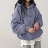Solid Color Letter Embroidery Oversized HoodieOutfit