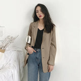 Zingj Suit Jacket Female 2024 Spring And Autumn New Korean Version Loose Students Long Jacket Casual Small Suit