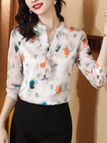 for Women 2023 Fall V-neck Women's Luxury Blouses Flower Women Tops Elegant and Youth Woman Blouses Basic Female