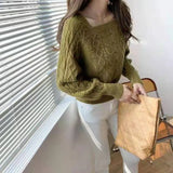 Collar Sweater Female Retro Thicked Autumn And Winter New Korean Version Loose Outside Wear Waist Thin Knitted