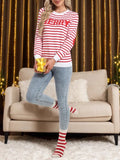 And Winter New Sweater Women's Christmas Striped Letters Bump Color Jacket Knitted Shirt