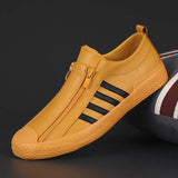 Men's Shoes 2025 Autumn Men's Casual Leather Shoes Fashion Flat Shoes One Foot Pedal