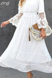 Lace Dress Women Slash Neck Off Shoulder Dress Female Hollow Out Long Dress Summer Ladies Boho Flare Sleeve Beach