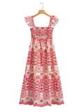 Multi-Color Embroidered Flying Sleeve Dress