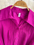 Autumn Women Turn-Down Collar Pleated Long Dress Vintage Single Breasted Lantern Sleeve High Waist Draped Maxi Robe