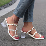 Rivet Sandals Women Wear 2025 New Coarse And Stylish Square Roman Cool Slippers